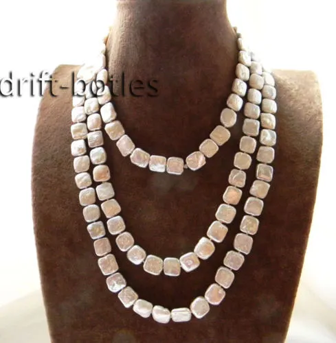 60'' 11mm White Square Freshwater Pearl Necklace