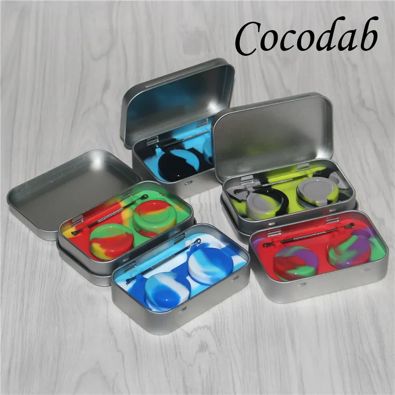 Silicone Kit Set With Tin Box 5ml Silicone Dab Containers For Wax Dabs Jars  And Silver Dabber Tool Dab Rigs From 3,02 €