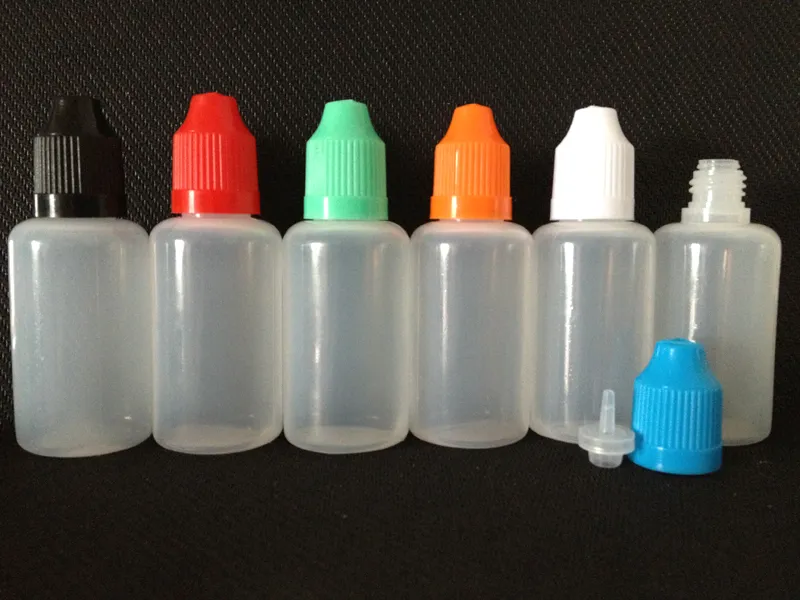 PE iğne şişeleri 3ml 5ml 10ml 15ml 20ml 30ml 50ml 60ml 100ml 120ml Plastik Yumuşak Şişe Çocuk geçirmez kapak ince damlalık uçları