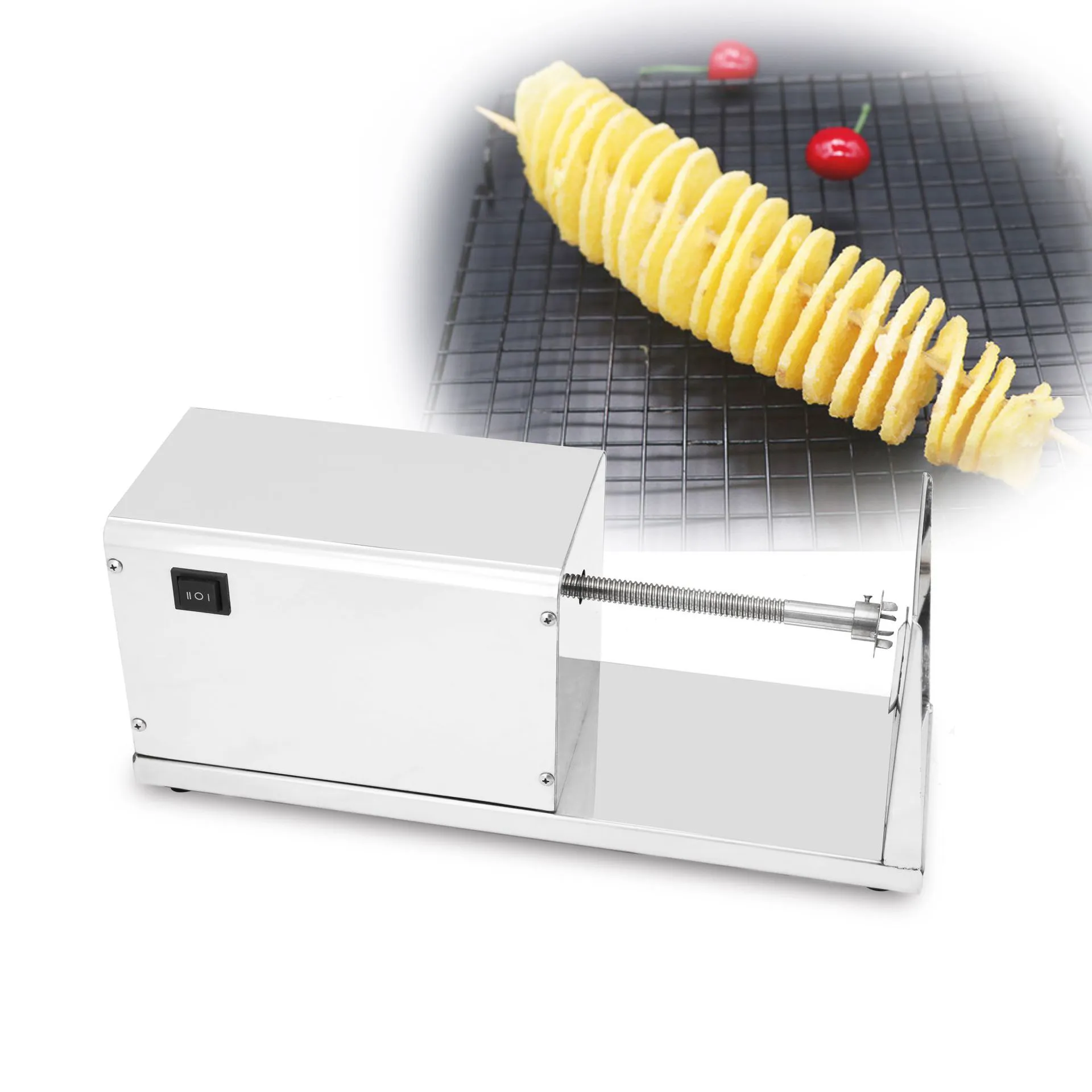 Commercial Tool Electric Potato Chips Slicer Stainless Steel Root Vegetable  Twisted Cutter Spiral Cutting Machine From Helena18982, $269.35