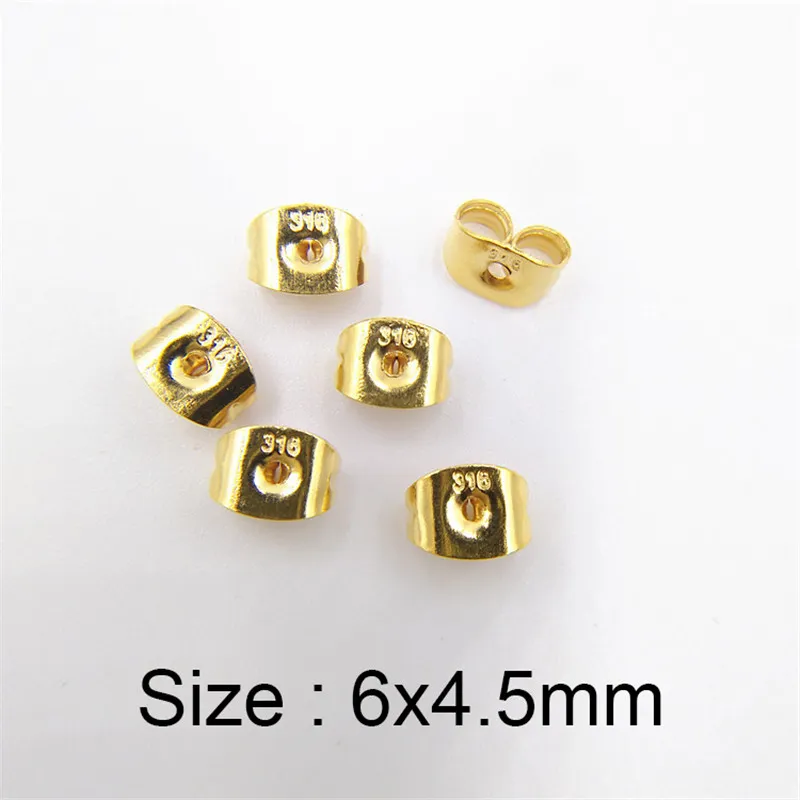 100 stks / partij rvs oorbellen rug oorbel stop voor diy sieraden accessoires zilver / gouden kleur ambachten