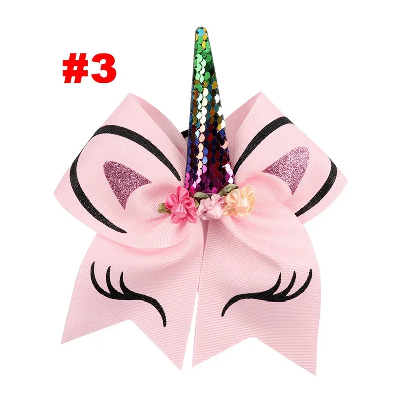 7Inches Girls Unicorn Horn Hairbands Kids Large Hair Bows with flower Glitter Printed Boutique Hair Accessories1211223