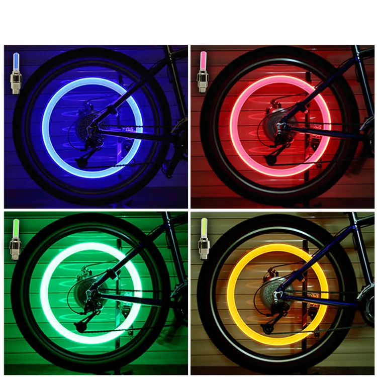 Luci bici Valvola della ruota del pneumatico Led Flash Light Novità Cap Lamp Motorbicycle Wheel Light Accessori bici da auto LED Flash Light Wheel Valve Stem