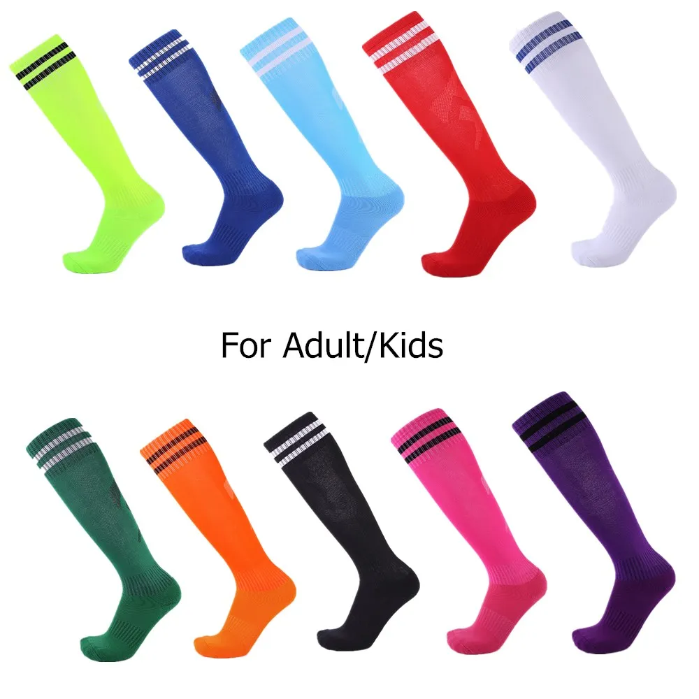 Chaussettes de Football professionnelles pour hommes, femmes et enfants, chaussettes hautes respirantes pour enfants et adultes, chaussettes de Football, de basket-ball et de course