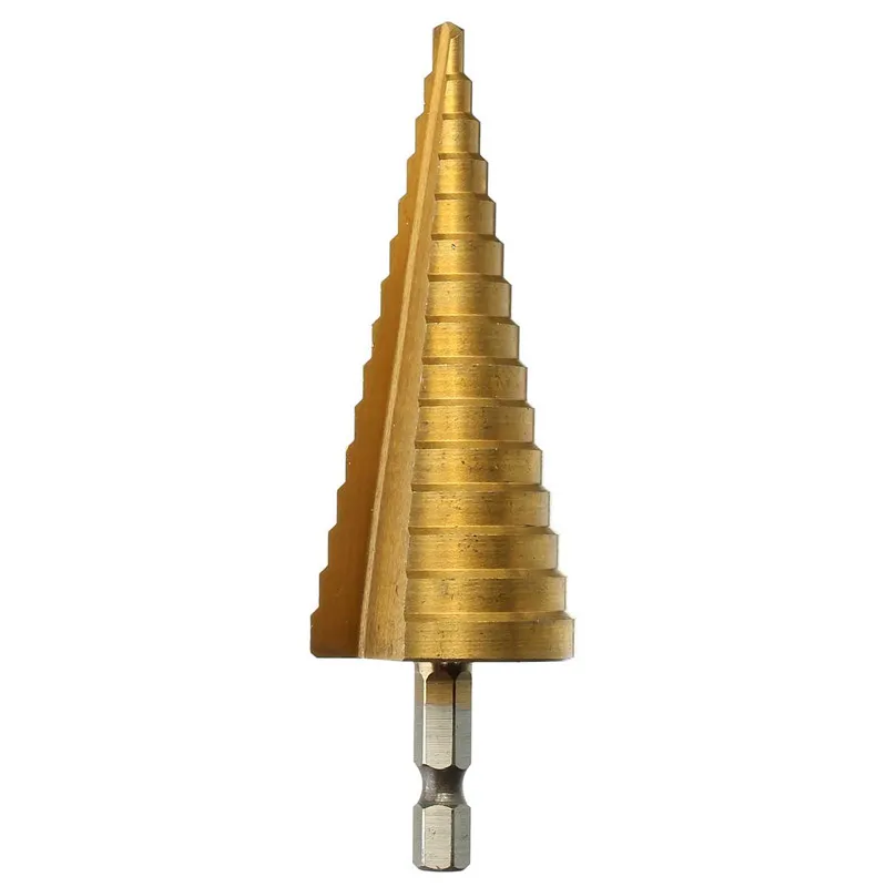 Hex Titanium Step Cone Christmas Tree Drill Bit Hole Cutter 4 32MM HSS For Sheet Metal Drilling