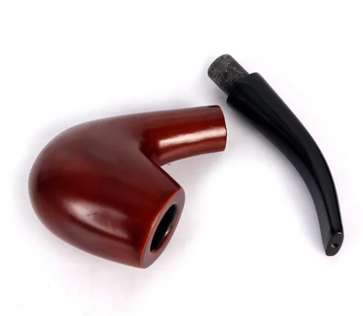 Old Red Wood Smoke Bucket Solid Wood Manual Tobacco Pipe Acrylic Curved Handle Smooth Surface Free Pipe Tobacco Pipe