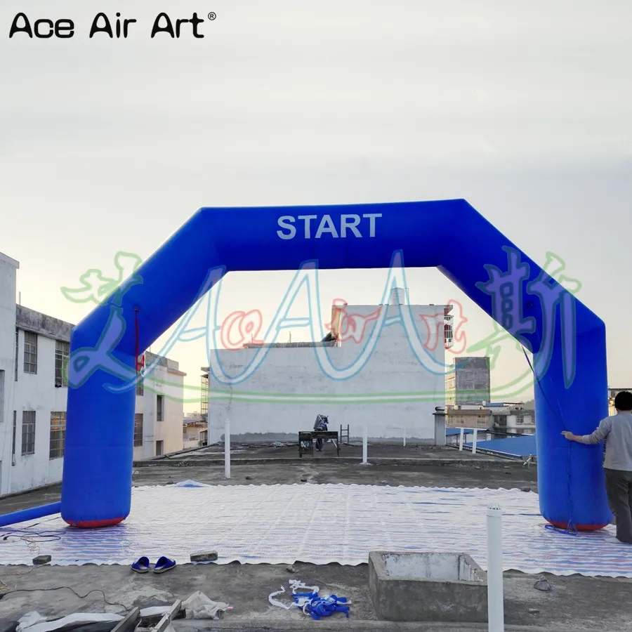 6x3.6m blå båge Uppblåsbar startfinish Linjer Sport Race Arch Athletic Entrance Door with Logos på rabatt