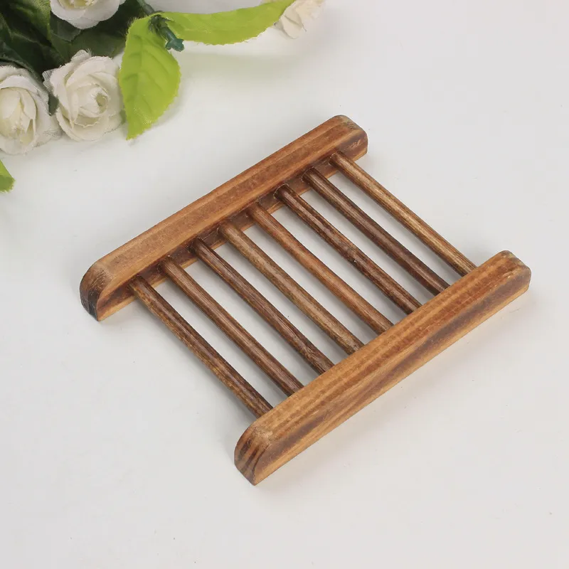 Dark Wood Soap Dish Bathroom Wooden Soap Tray Holder Plate Box Container Storage Soap Rack Wholesale