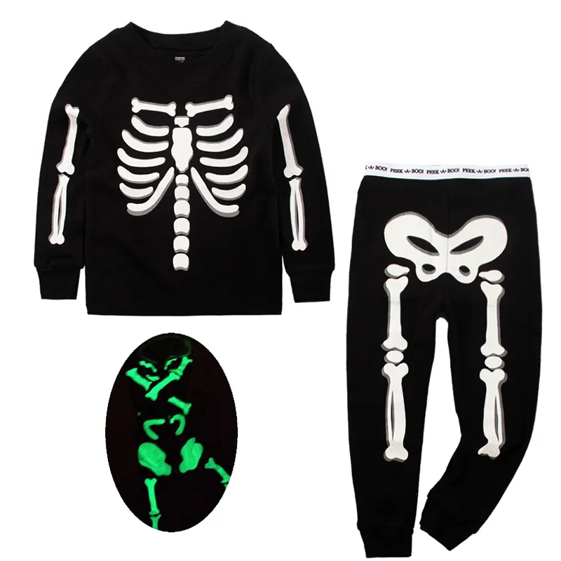 Mudkingdom Skeleton Pajama Set For Baby Boys And Girls Luminous