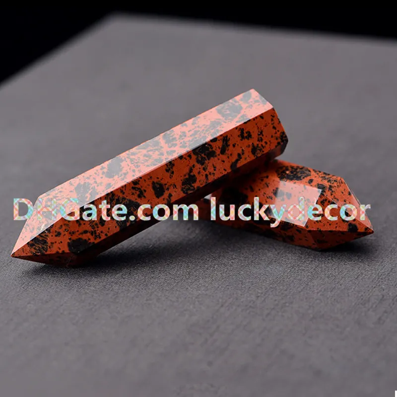 희귀 한 마호가니 흑요석 연마 한 돌 스틱 완드 지팡이 성자 차크라 자연 화산암 빨간색 검은 보석 광물 표본 디스플레이