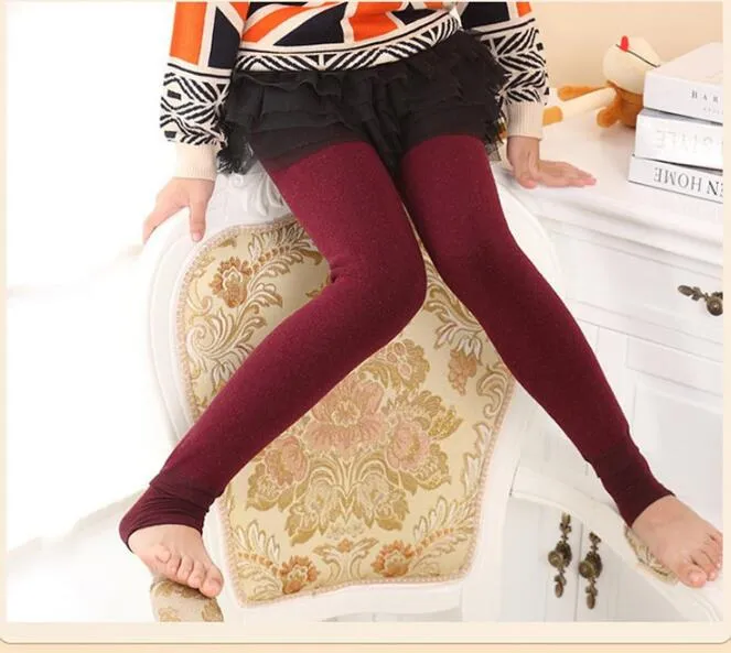 2-7 år baby flicka varma fleece leggings vinter tjockna borste barn tights barn byxor strumpor utomhus sport leggings