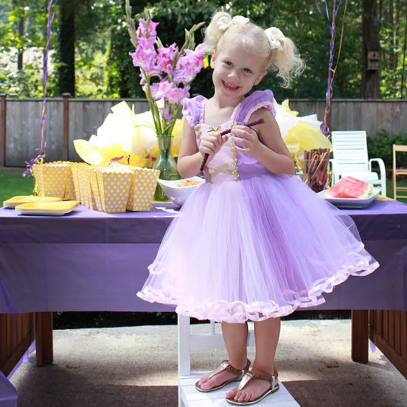 Abiti da principessa Cenerentola estiva Fiocco in vita Maglia abbinata a colori Abito da tutu film di cartoni animati Abbigliamento neonate Abito bambini