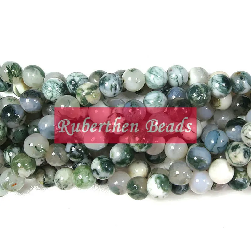 NB0062 High Quantity Natural Stone Wholesale Tree Pattern Agate Loose Beads Stone Round Bead Hot Sale Jewelry Making Accessory