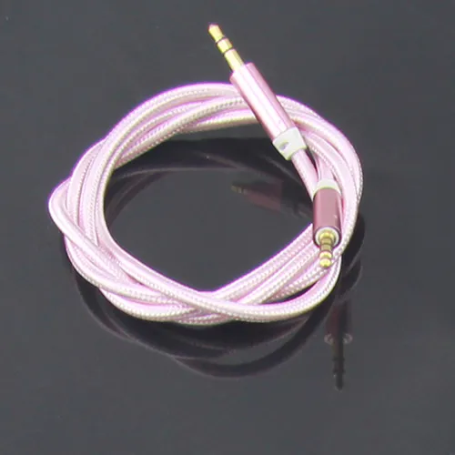 Câble d'extension AUX tressé en nylon 0,9 m Fil audio de voiture Auxiliaire Stéréo 3,5 mm Métal Jack Port Cordon mâle pour haut-parleur d'ordinateur Smartphone