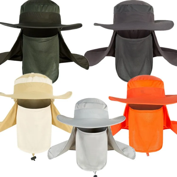 Nylon pêche en plein air été ombre soleil crème solaire casquette cou visage 360 ° Anti-UV pêcheur chapeau combinaison fonction casquette chapeaux