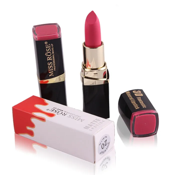 2018 Nuovo rossetto lotto opaco cosmetico impermeabile lunga durata pigmento velluto Miss Rose marca sexy labbro opaco kit rossetto nudo DHL gratuito