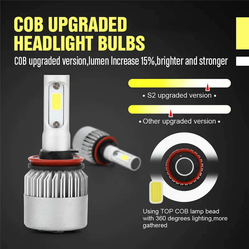 H11 Bil LED-strålkastare DC 12-24V Vit 6000K Auto Bulb Headlamp Super Bright Beam Car Lampor Lampor Ljus 20000lm