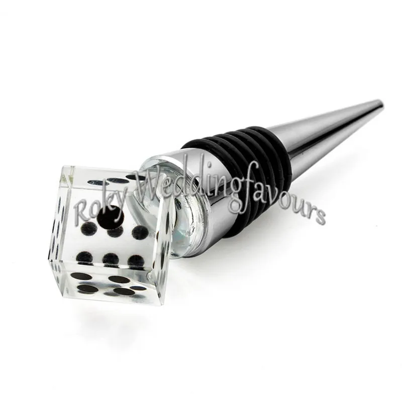 50 stks Las-Vegas Themed Crystal Dice Wine Bottle Stopper Gunsten Bruids Douche Engagement Geschenken Verjaardagsfeestje Evenement Giveaways Ideeën