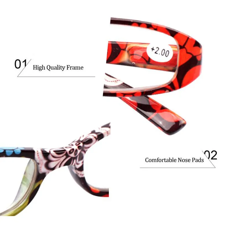 Drukowane okulary do czytania wiosenne zawias prostokątne presbyopic okulary do czytania w / dopasowanie torebka +1.0 1,5 1,75 2.25