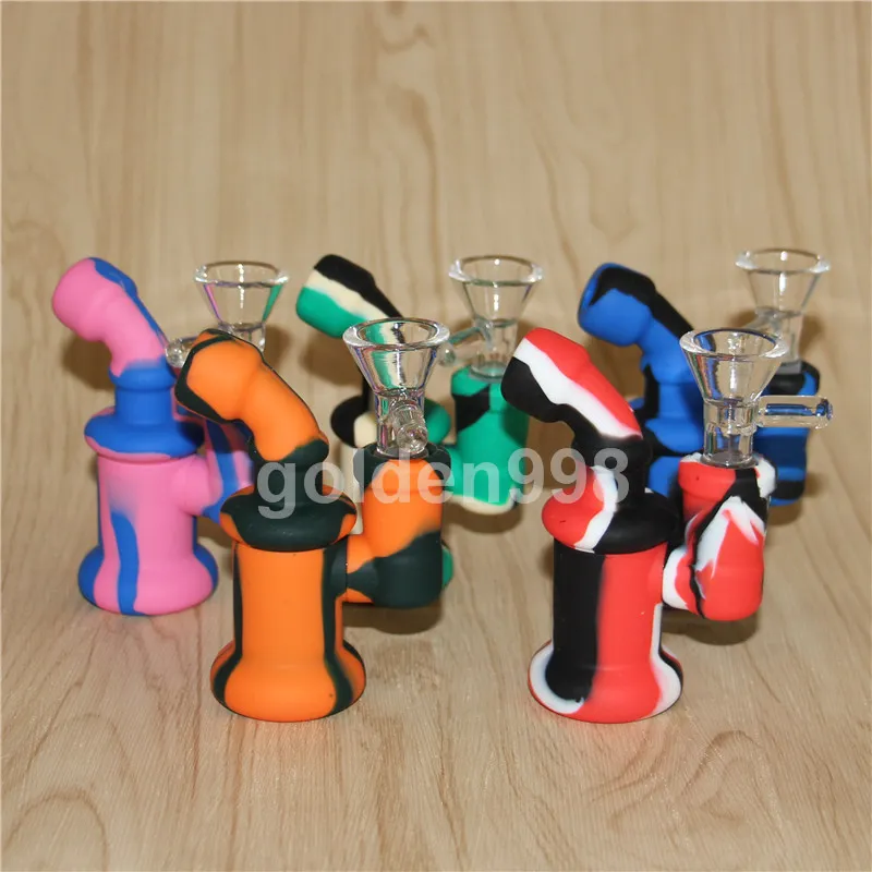 Hookahs Nowe przybycie mini multi silikonowe rurki wodne szklane bongs z perc 10 kolorów do wyboru