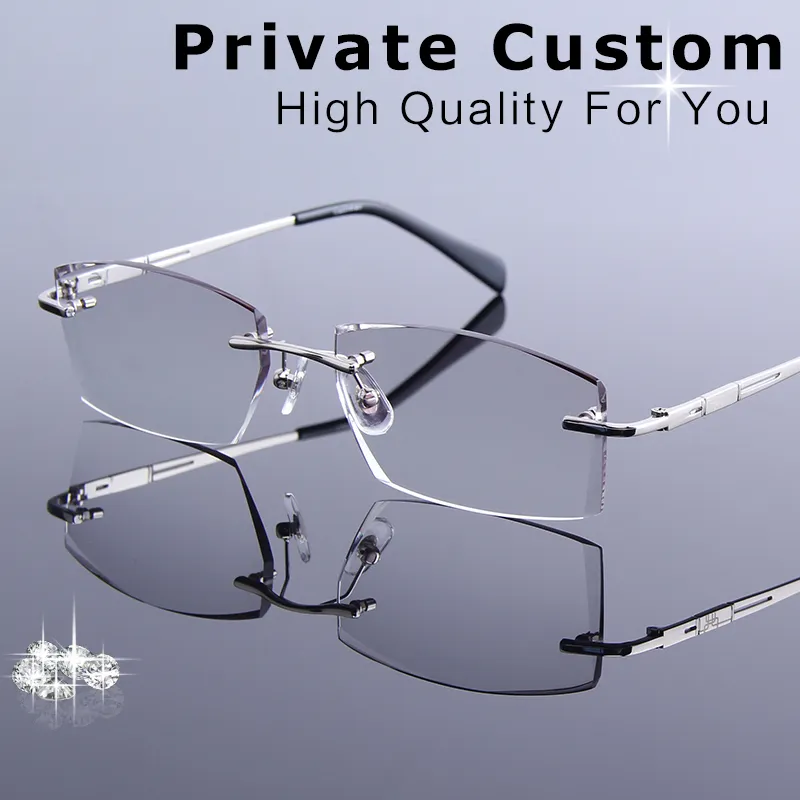 esta noche Fuera de servicio Regaño Las Lentes Tintados Nueva Miopía Y Gafas De Lectura Diamante De Corte Sin  Montura Gafas Graduadas Para Hombre Antifatiga Gafas De 35,59 € | DHgate