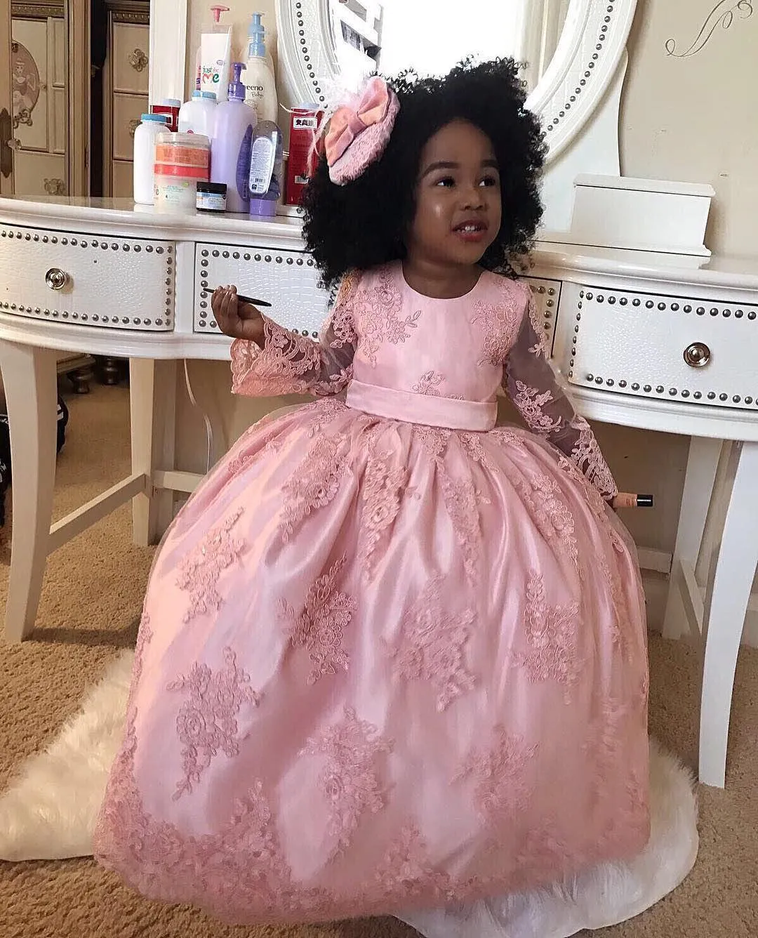 Ball Gowns | Dresses | Girls Casual Dresses - Flower Baby Girl Dress Child  Long Pink - Aliexpress