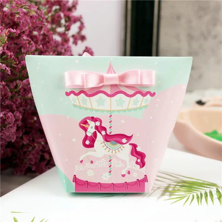 Unicorn Wedding Favoris Porte-Candy Box Card Boîte Baby Douche Douche Favor