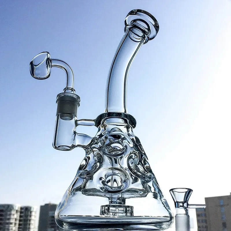 Fab Äggglasbägare Vattenpipor Vattenpipor Duschhuvud Perc Bong 9 Inch Mini Recycler Dab Rig Vattenpipor Små oljeriggar Wax Bubbler Smooth Pipe MFE09