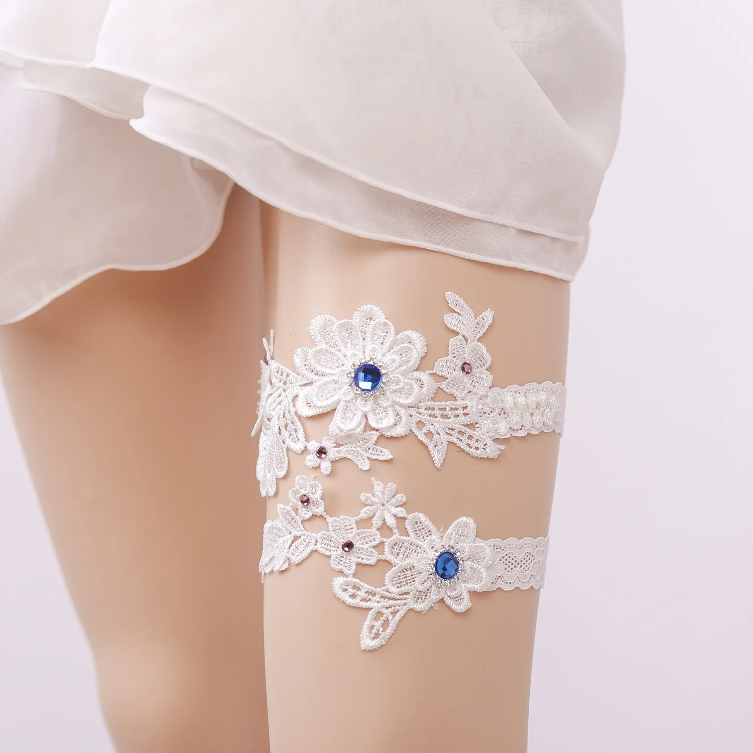 Lace Satin Bridal Garter Belt Set with Blue Rhinestone Beaded Keepsake  Garter in Ivory, Blue, Burgundy, Navy from Dhgate Bridal Garters
