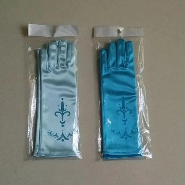 Cosplay princess kids gloves for girls long Blue Satin children Halloween cosplay gloves for party Christmas A-0478