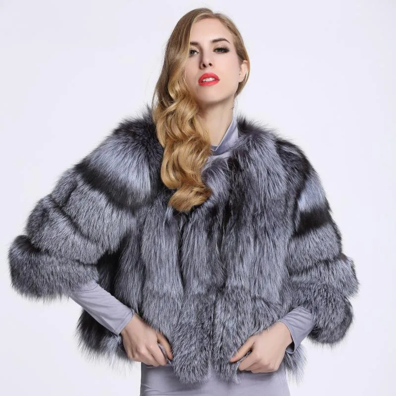 Nouveaux faux renard automne manteau de fourrure de renard argenté femmes manteau de fourrure hiver chaud manteau de fourrure de grande taille vêtements pour femmes