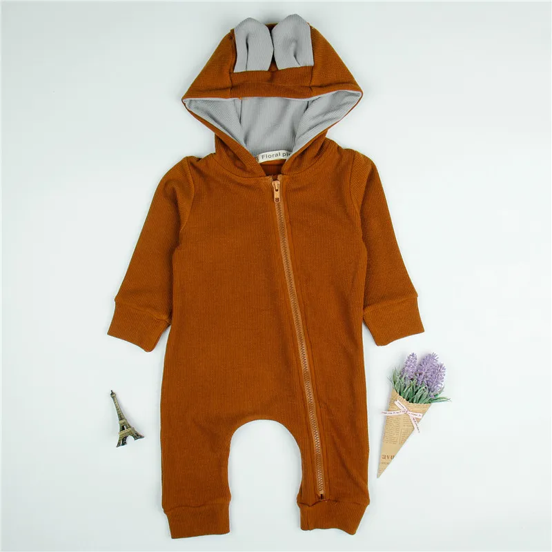 Baby rompers Primavera Outono Sika cervos Padrão manga comprida com capuz Macacão Roupa do bebé Meninas boutique de roupas de bebê Onesie roupa dos miúdos