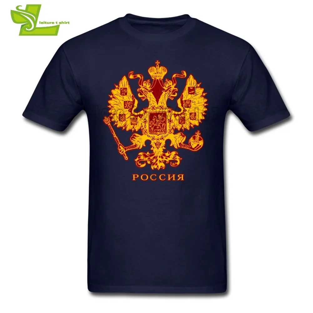 Ryska Crest T Shirt Mäns Sommarrund Neck Billiga Tee Man Senaste Oversize Tshirts Home Wear Exercise Loose Teenage Tee Shirts