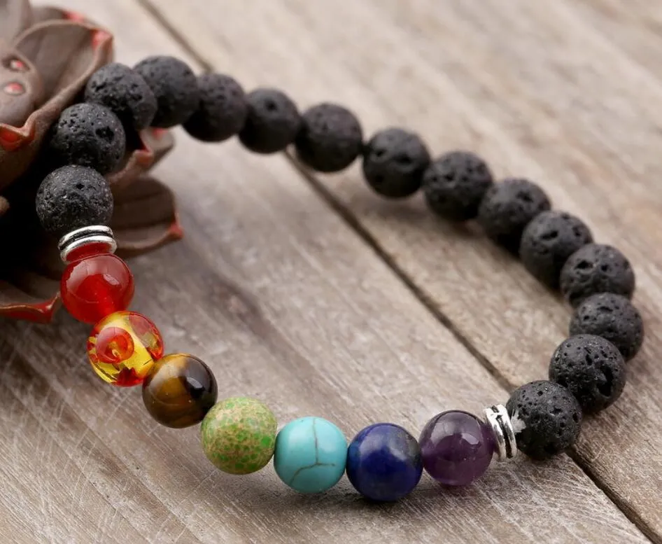 Lava Rock Beaded Strand Bracelets Fashion Natural Stones Charm Jewelry Punk Stone Cuffs Bangles Turquoise Bracelet