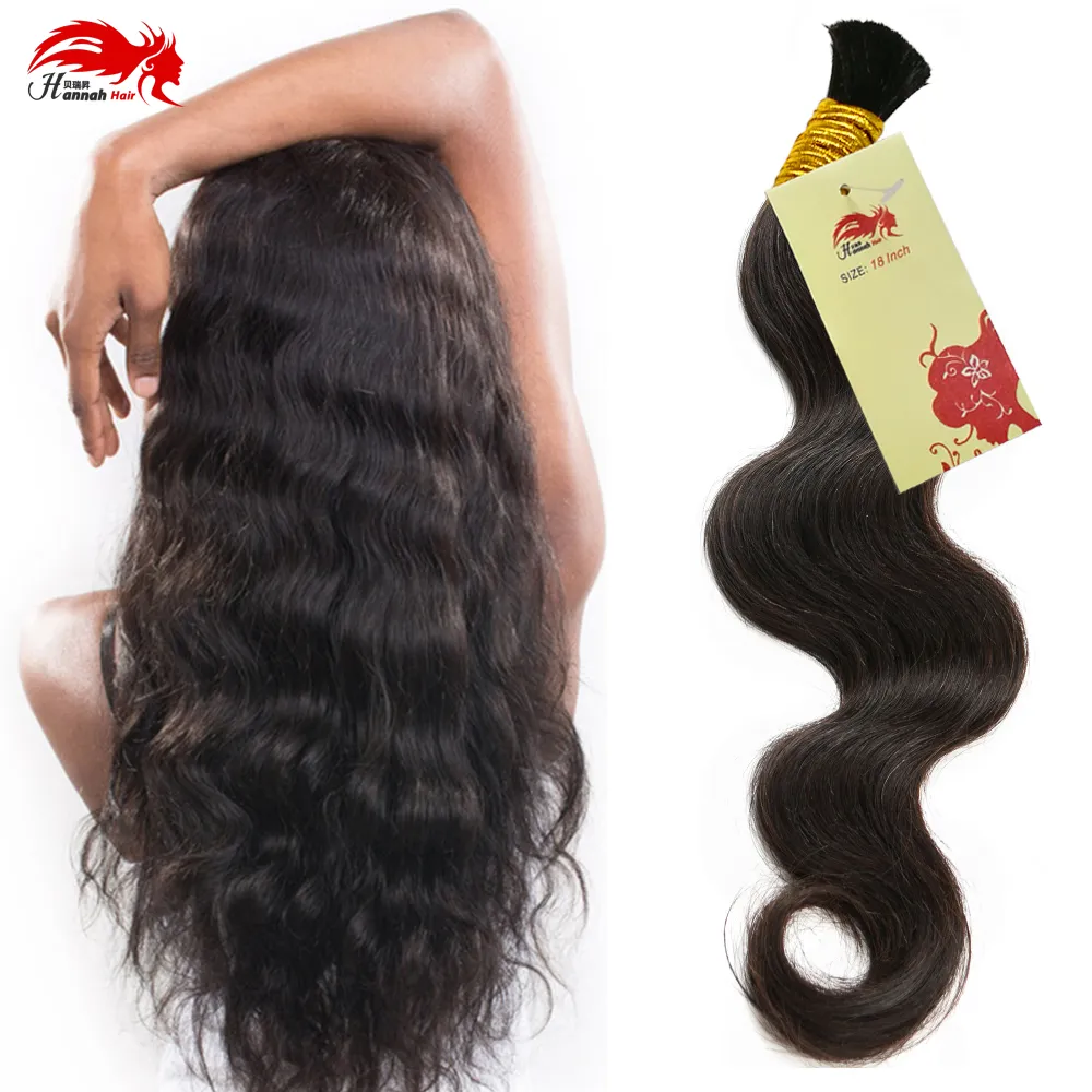 Hannah Brazilian Virgin Human Braiding Hair Bulk Body Wave Virgin Hair Bulk For Braiding 3 Bundles 100% Unprocessed Virgin Human Hair Weave