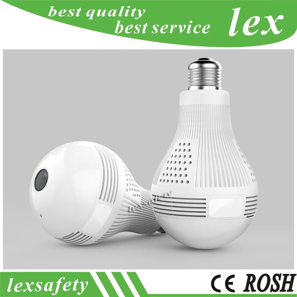 360° Panoramic Security Camera Wireless WiFi Bulb Cam, 1080P HD