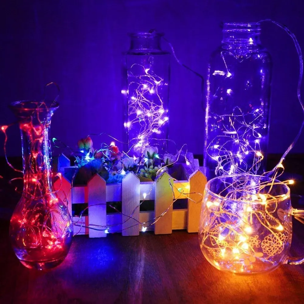 LED-strängar 9 Färg 5M 50LEDS Fairy Christmas Lampor Lampa Batteri Dekorativ Belysning Sträng Pärlor DC Semester