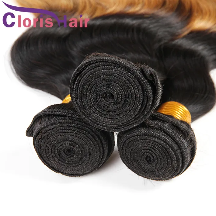 Mink Brazilian Malaysian Virgin Blonde Ombre Bundles 1B 27 Body Wave Hair Weaves Dark Roots Honey Blonde Human Hair Extensions 