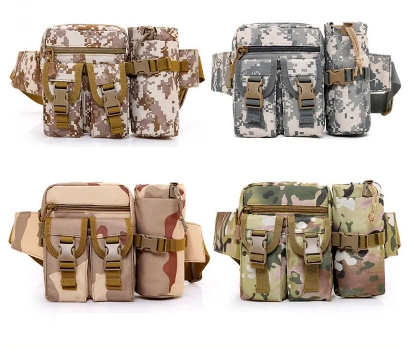 Homens Tático sacos de cintura ao ar livre Viagem Caminhadas Garrafa De Água packs Fanny Saco Da Cintura bolsa de ciclismo bolsa de telefone camo