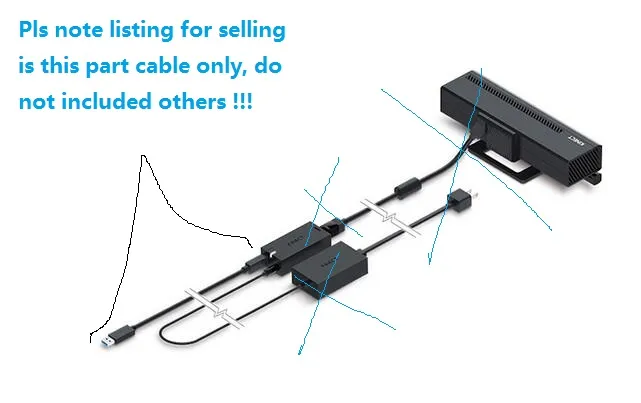 Genuine 7ft USB3.0 Cable For Microsoft Kinect 2.0 XBOX One S Adapter Part cable only