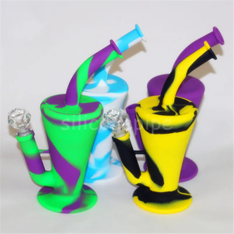 Groothandel Hot Selling Cone Type Siliconen Waterleidingen Roken Glas Bongs Glazen Waterpijp Siliconen Bong Goede Kwaliteit en GRATIS DHL