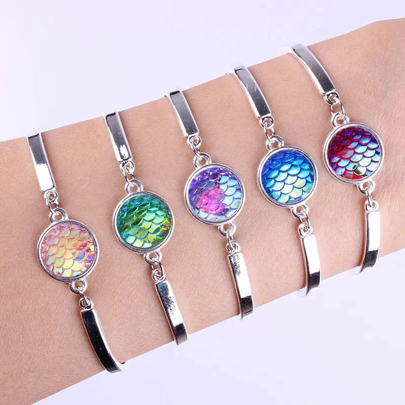 2018 Hot Mermaid scala bracciale moda donna braccialetti di fascino braccialetto di paillettes sirena multicolore per il regalo delle ragazze amante