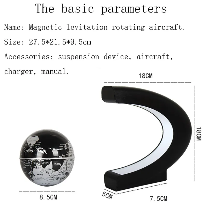 Nowość Pływająca Kula Lewitacja Magnetyczna C-W Kształcie LED Anti-Gravity Moon Light Magic / Novel Light Urodziny Strona główna Grudzień Night Light