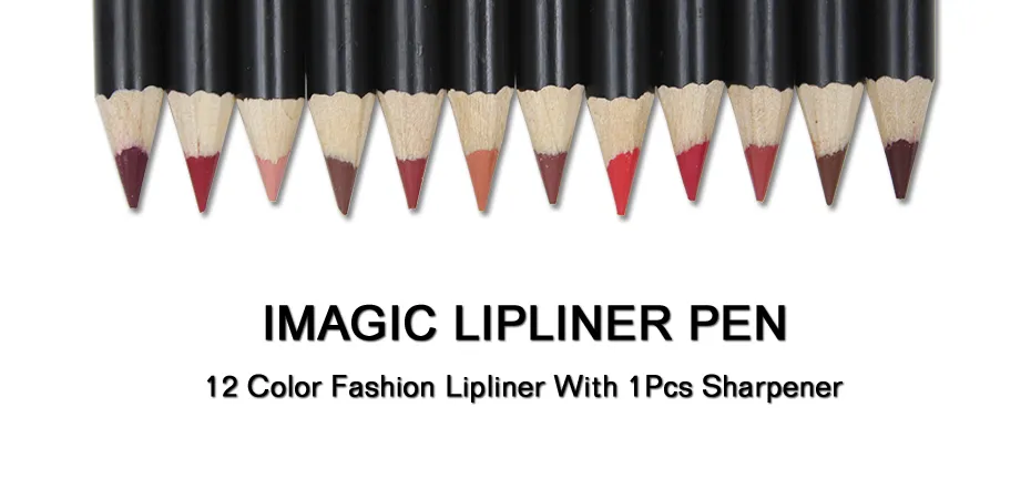 イマジック12ピースホットファッション徐々に湿気のLipliner防水リップライナースティック鉛筆12カラーペンシルシャープナーの唇鉛筆