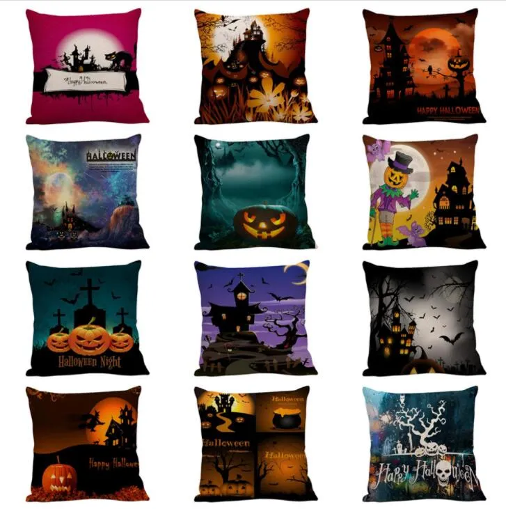 Halloween dessin animé effrayant crâne taie d'oreiller festival décoration taies d'oreiller lit canapé siège housse de coussin citrouille taies d'oreiller