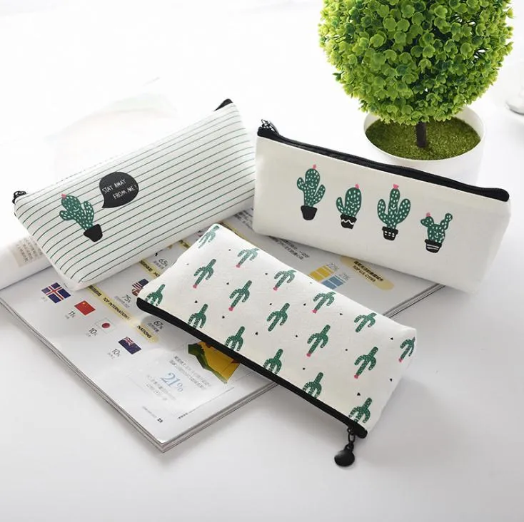 Cactus Potlood Case Kawaii Canvas Zipper Briefpapier Estuches School Leuke Potlood Doos Pen Tassen Pouch Pocket Coin Portemonnee SN1766