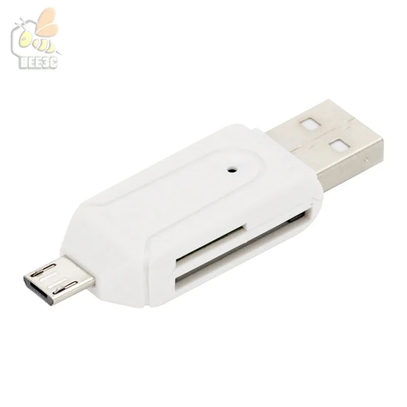 SD + MICRO SD USB OTG-kortläsare Universal Micro USB OTG TF / SD-kortläsare Micro USB OTG-adapter för Samsung Android Telefon 300st / 