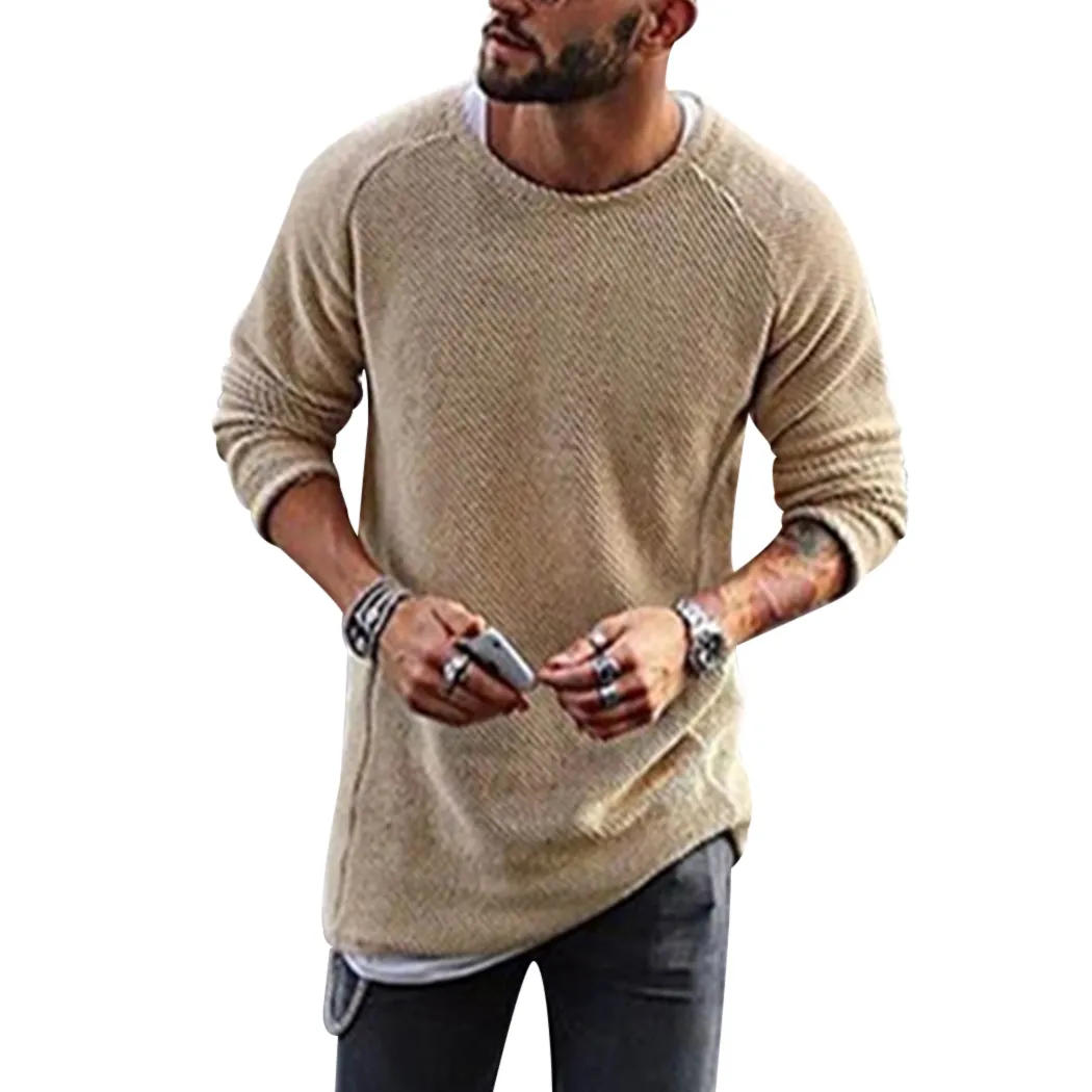 Homens novos de malha camisola Casual O-pescoço de manga longa solta pullover mens 2018 inverno primavera aquecido Básico Básico Jumper puxar homme