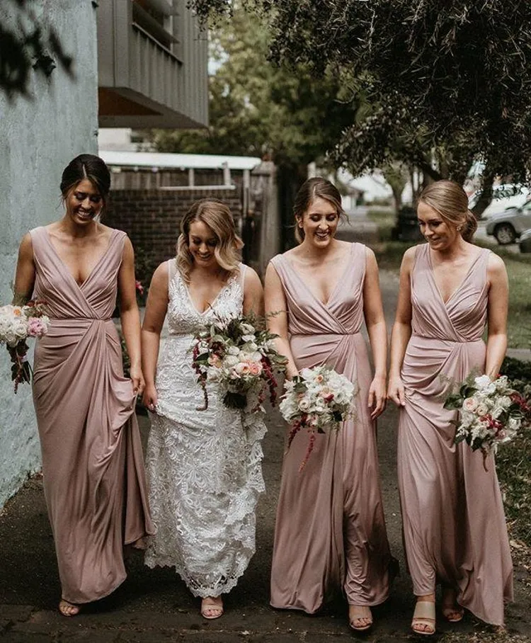 dusty pink bridesmaid dresses