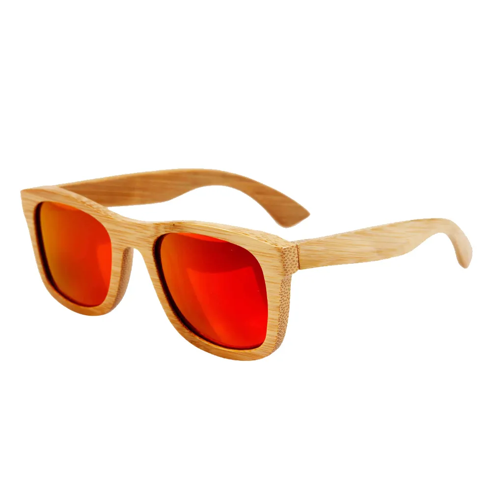 2018 Gafas de sol de madera de bambú para hombre y mujer, gafas de bambú natural con revestimiento, lentes de protección UV 400 espejadas